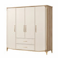 Armario de MDF y Madera con 4 Puertas y 2 Cajones Beige y Dorado