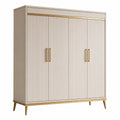 Armario de Madera y Metal Beige con 4 Puertas
