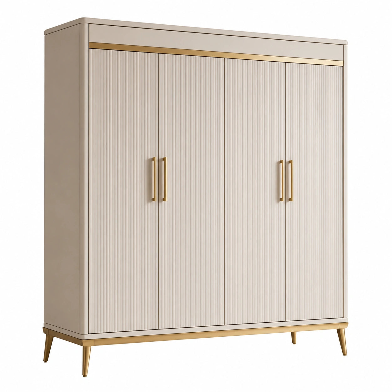 Armario de Madera y Metal Beige con 4 Puertas