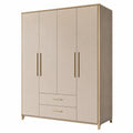 Armario de aglomerado con detalles dorados, 4 puertas y 2 cajones 200x150x60 cm