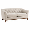 Sofá de Tres Plazas de Tela y Madera Beige 210x85x88 cm