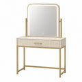 Tocador de metal con espejo LED templado 80x40x140 cm blanco/dorado