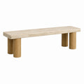 Banco de travertino y madera maciza 120x30x45 cm beige