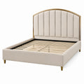Cama de terciopelo y metal beige 200x160 cm