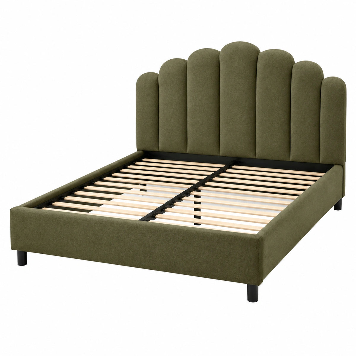 Cama doble de poliéster y metal verde 200x160 cm