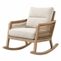 Mecedora de Madera con Cojines de Poliéster Beige