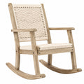 Mecedora de Roble con Asiento de Cuerda de Poliéster Beige
