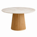 Mesa de comedor redonda de mármol y madera de roble