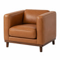 Sillón de cuero sintético y patas de madera marrón 75x75x70 cm