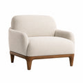Sillón de Tela Bouclé Beige con Base de Madera Maciza